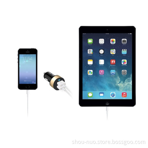 SN-143-R black+blue 3.4A dual usb car charger for mobile phone desktop devices